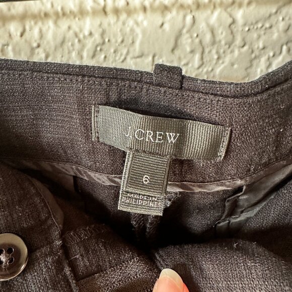 J Crew Linen Blend Scalloped Shorts Size 6 Preppy Beachy Casual Black Pockets - Picture 5 of 10